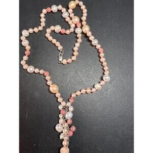 NEW freshwater pearl multi stone necklace with sterling silver clasp